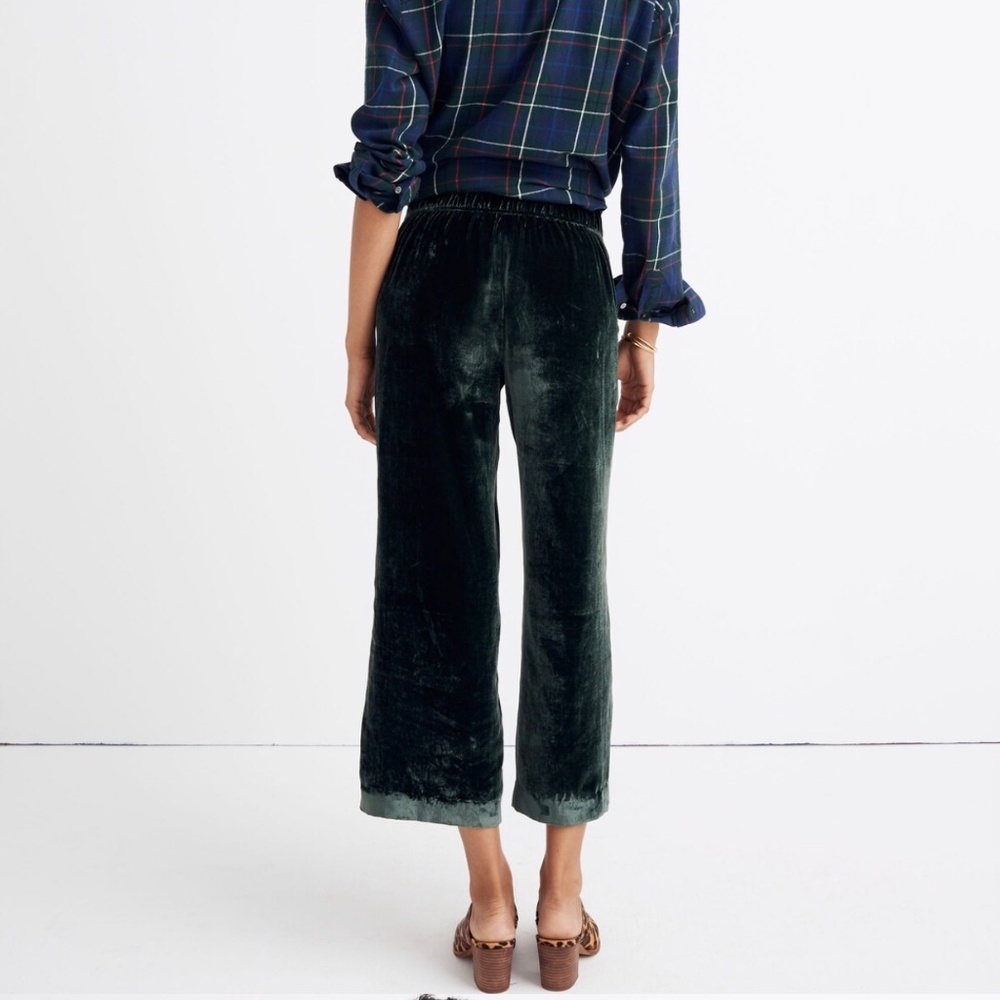 Madewell Velvet Huston Pull-On Crop Pants Women’s Size Medium in Smoky Spruce - Picture 2 of 12
